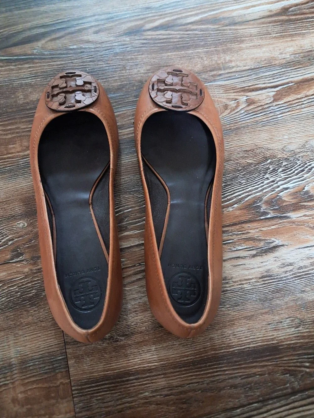 Tory Burch Tan Leather Logo Ballet Flats Sz. 9M
